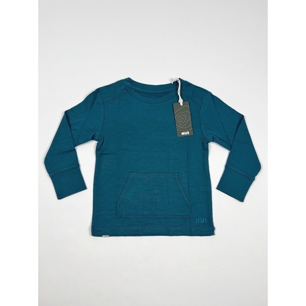 NUI Organics Tihoi Merino Wool Long Sleeve Crew Tee Deep Sea 2Y